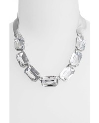 Vince Camuto Crystal Clear Crystal Ribbon Frontal Necklace Silver Clear Crystal Grey