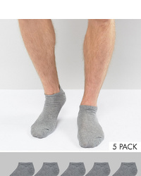 ASOS DESIGN Trainer Socks In Grey 5 Pack