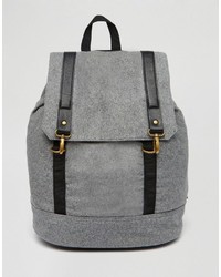 Asos Brand Backpack With Metal Clips In Melton