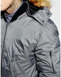 Asos Brand Bomber Parka Jacket 2 In 1 With Removable Hood