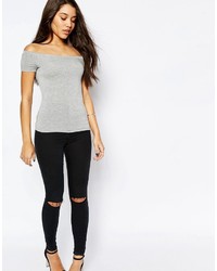 Asos Collection The Off Shoulder Top With Short Sleeves