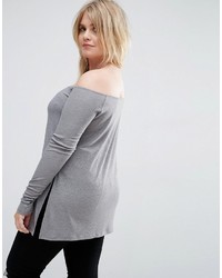 Asos Curve Curve Off Shoulder Slouchy Top With Side Splits