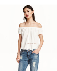 H&M Off The Shoulder Top White Ladies