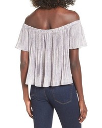 Storee Pleated Off The Shoulder Crop Top