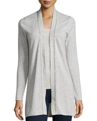 Neiman Marcus Cashmere Collection Long Chain Trimmed Open Front Cashmere Cardigan