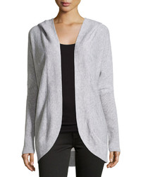 Neiman Marcus Cashmere Hooded Cocoon Cardigan Heather Gray