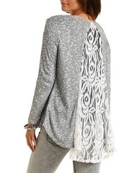 Charlotte Russe Lace Back Marled Cardigan