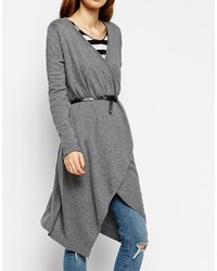 Asos Collection Longline Drape Cardigan In Knit With Belt