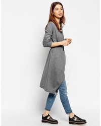 Asos Collection Longline Drape Cardigan In Knit With Belt