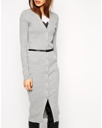 Asos Collection Maxi Cardigan In Rib With Belt
