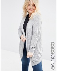 Asos Curve Swing Cardigan With Cuff Patches