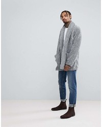 Asos Longline Cardigan In Fleece With Long Sleeves