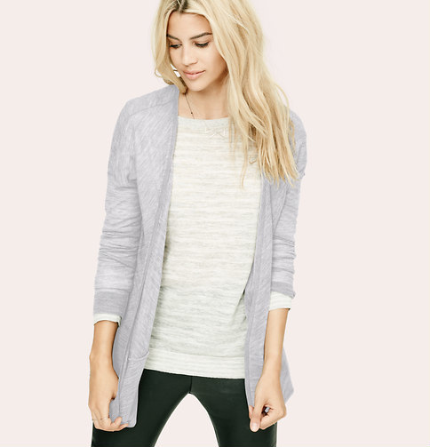 grey open cardigan