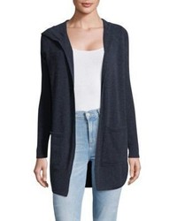 Open Front Cashmere Hooded Cardigan