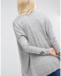 Asos Petite Cardigan With Black Star Embroidery At Cuff