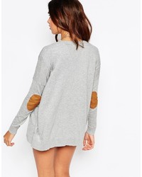 Asos Petite Swing Cardigan With Oval Tan Suedette Elbow Patch