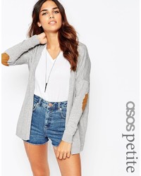 Asos Petite Swing Cardigan With Oval Tan Suedette Elbow Patch