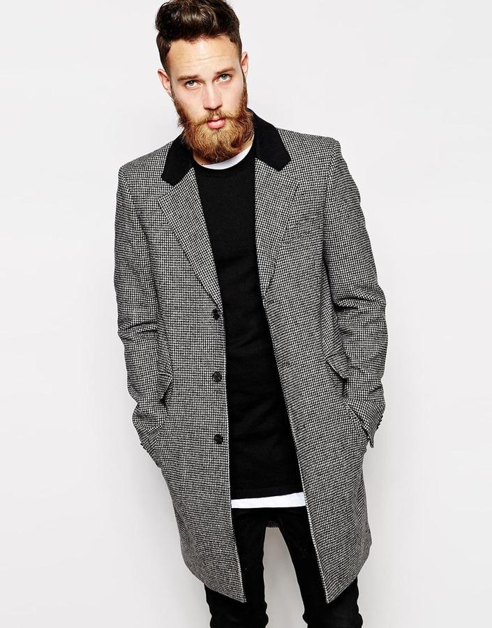 Asos Brand Wool Overcoat In Houndstooth | Where to buy & how to wear