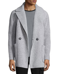 Atm Faux Shearling Single Breasted Coat Light Gray