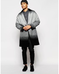 Asos Brand Overcoat In Italian Wool With Black And White Ombre