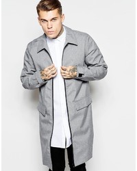 Asos Brand Trench With Contrast Zip Detailing In Gray
