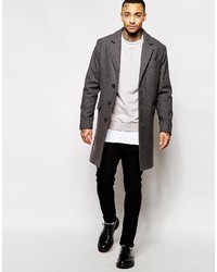 Asos Brand Wool Overcoat In Dark Gray