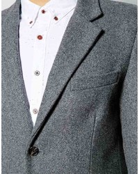 Asos Brand Wool Overcoat In Light Gray