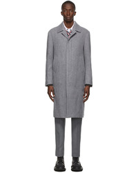 Thom Browne Grey Cashmere Double Face Unconstructed Bal Collar Overcoat