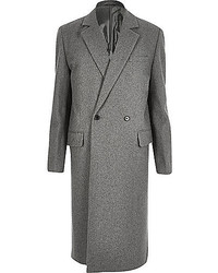 River Island Grey Wool Blend Smart Overcoat