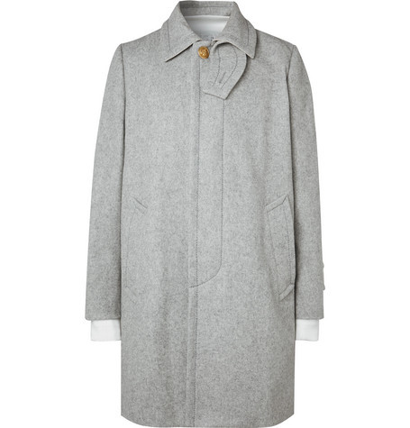 sacai Melton layered wool coat - Neutrals
