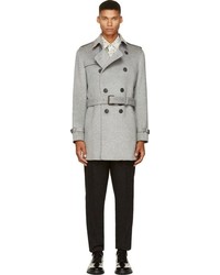 Burberry London Gray Wool Cashmere Trench Coat