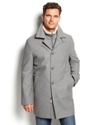 Nautica Coat Faux Shearling Lined Wool Blend Overcoat