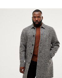 ASOS DESIGN Plus Wool Mix Overcoat In Black Texture