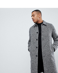 ASOS DESIGN Tall Wool Mix Overcoat In Black Texture