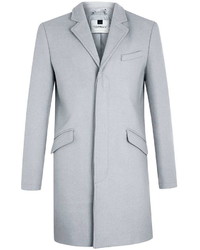 Topman Grey Wool Rich Overcoat
