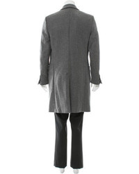 Saint Laurent Yves Patterned Wool Overcoat