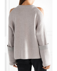 Stella McCartney Cold Shoulder Ribbed Wool Sweater