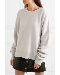 Unravel Project Distressed Oversized Ribbed Wool And Cashmere Blend Sweater