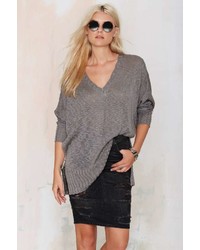 Nasty Gal Factory Easy Does It Oversized Sweater Gray