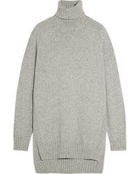 Isabel Marant Fergus Oversized Wool Blend Turtleneck Sweater Light Gray