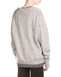 Acne Studios Long Sleeve V Neck Oversized Sweater Husky Gray