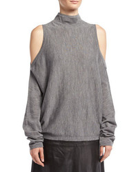 Robert Rodriguez Merino Wool Cold Shoulder Pullover Sweater Gray