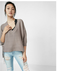 Express Oversized Lace Up Side Wedge Sweater