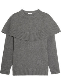 Chloé Oversized Layered Cashmere Sweater Gray
