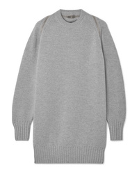 Alexander Wang Oversized Zip Detailed Ribbed Merino Wool Sweater