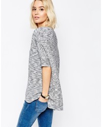 Paisie Ribbed Short Sweater With Batwing Sleeve