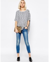 Paisie Ribbed Short Sweater With Batwing Sleeve