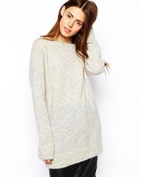 Asos Premium Oversized Sweater In Mohair Gray