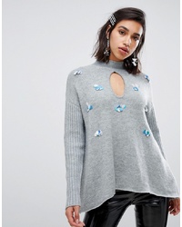 LOST INK Swing Jumper With Sequint In Chunky Knit
