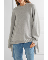 Tibi Tie Side Cashmere Sweater Light Gray